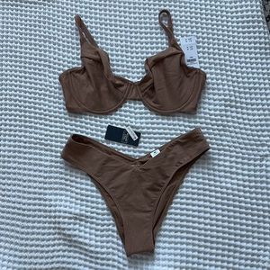 shimmer curve love skinny strap underwire bikini top and bottom